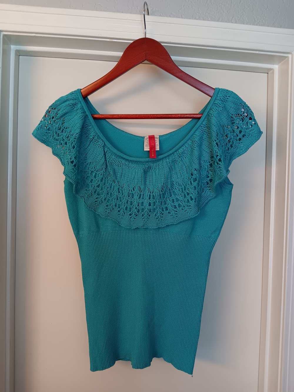 Heart Soul Bright Turquoise Knit Top
